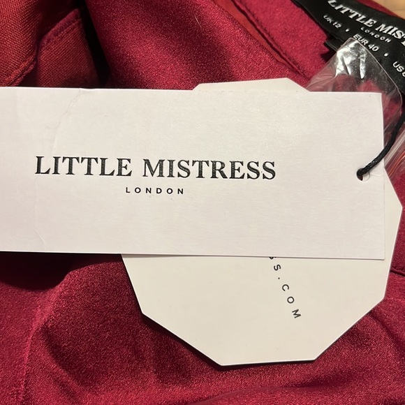 NWT ASOS Little Mistress HIGH NECK SATIN MAXI DRESS Size 8 WINE RED Cocktail - Picture 9 of 10